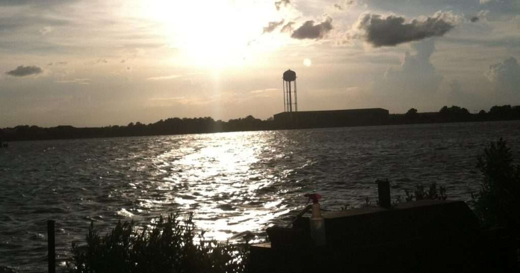 A sunset over the water of Messina Point in Poquoson, VA